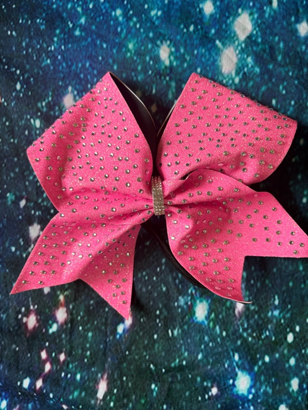 Hot Pink Rhinestone Cheer Bow